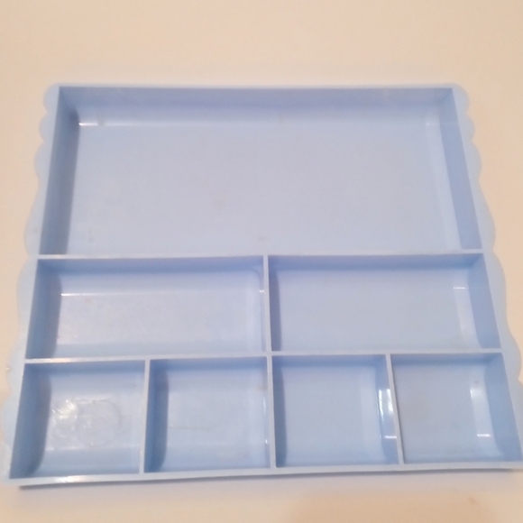 Vanity Drawer Organizer 1960s Powder Blue Plastic 9.5" X 8" Desk Organizer VTG - Picture 2 of 8